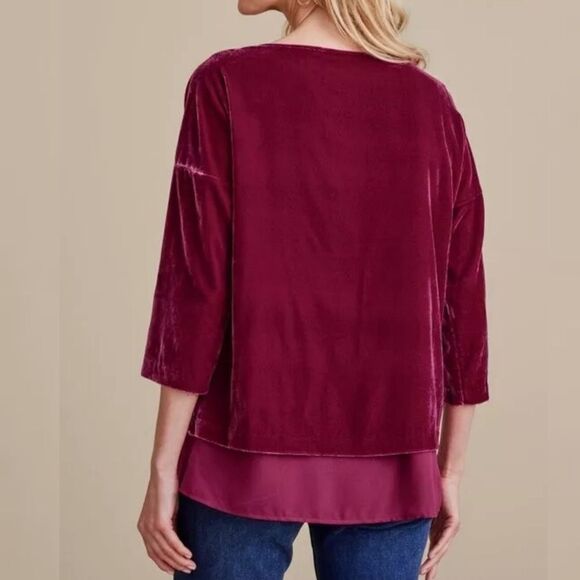 SOFT SURROUNDINGS MILLIE VELVET TUNIC  DARK FUCHSIA Plus Size 2X 3X - Picture 2 of 5